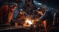 Masters of Metal: Laborers at Work on Industrial Machines. Generative ai