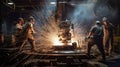 Masters of Metal: Laborers at Work on Industrial Machines. Generative ai