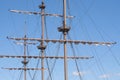 Masting of the big wooden sailing ship