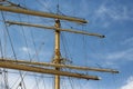 Masts and rigging of a sailing ship Royalty Free Stock Photo