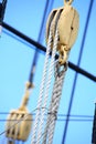 Masts and rope of sailing ship. Royalty Free Stock Photo