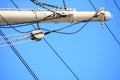 Masts and rope of sailing ship. Royalty Free Stock Photo