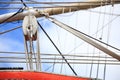 Masts and rope of sailing ship. Royalty Free Stock Photo