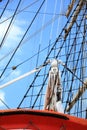 Masts and rope of sailing ship. Royalty Free Stock Photo