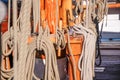 Masts and ropes of a large sailing ship Royalty Free Stock Photo