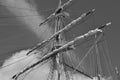 Masts and ropes on an old sailing ship Royalty Free Stock Photo