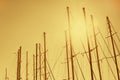 Masts of sailing yachts at sunset. Royalty Free Stock Photo