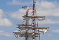 Masts and spars of a windjammer