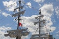 Masts of a windjammer in port Royalty Free Stock Photo