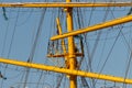 Masts, yards, cables and rigging of a large sailing ship Royalty Free Stock Photo