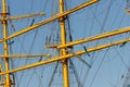 Masts, yards, cables and rigging of a large sailing ship Royalty Free Stock Photo