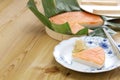 Trout pressed sushi `masu no sushi`, one of variety of Japanese sushi