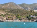 Masua Beach commonly called Il Molo, with the remains of an old warehouse used when the Masua mine was still in operation