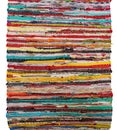 Mat made of multicolored pieces of cotton fabric, handmade