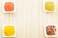Mat with spices in corners Royalty Free Stock Photo