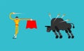 Matador and bull. Bullfighter and ox. Bullfight vector illustration Royalty Free Stock Photo