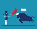 Matador and bull fighting. Concept business vector illustration. Flat character style