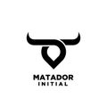 Matador bull horn head abstract black logo icon design vector illustration Royalty Free Stock Photo