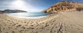 Matala beach with caves on the rocks, Crete, Greece Royalty Free Stock Photo