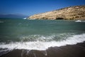 Matala beach on sundrenched day on Crete