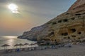 Matala beach on Crete island, Greece