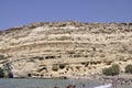 Matala, september 4th: Cave on the rocks on the famous hippies Matala beach on Crete island