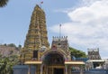 Matale, Sri Lanka: 03/18/2019: Hindu temple with typicla ornate decoration and tower with depictions of the many gods