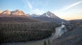 Matanuska River flowing past Chugach Mountains near Palmer Alaska USA Royalty Free Stock Photo