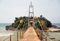 Matara/SRI LANKA - March 24 2018: Paravi Duwa Temple ÃÅ¾ver the ocean bridge to the temple