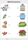 Match animal with the cage - Worksheet for education