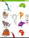 Match animal species and continents educational game