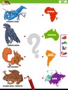 Match animal species and continents educational game