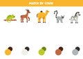 Match animals and colors. Educational game for color recognition