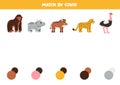 Match animals and colors. Educational game for color recognition