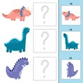 Match baby dinos to mothers. Matching game for toddlers