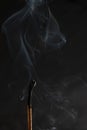 a match burned and extinguished with a thread of smoke Royalty Free Stock Photo