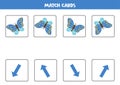 Match cards with spatial orientation and blue butterfly