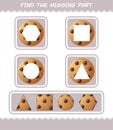 Match cartoon cookie parts. Matching game. Educational game for pre shool years kids and toddlers