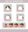 Match cartoon elf parts. Matching game. Educational game for pre shool years kids and toddlers