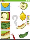 match cartoon fruit and vegetables and clippings educational game