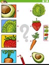 match cartoon fruit and vegetables and clippings educational task