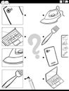 match cartoon objects and clippings activity coloring page