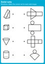 Match the correct net for each solid shape. - Worksheet for education