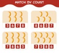 Match by count of cartoon bananas. Match and count game. Educational game for pre shool years kids and toddlers Royalty Free Stock Photo