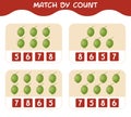 Match by count of cartoon coconuts. Match and count game. Educational game for pre shool years kids and toddlers