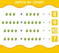Match by count of cartoon coconuts. Match and count game. Educational game for pre shool years kids and toddlers