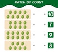 Match by count of cartoon coconuts. Match and count game. Educational game for pre shool years kids and toddlers