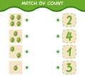 Match by count of cartoon coconuts. Match and count game. Educational game for pre shool years kids and toddlers