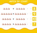 Match by count of cartoon garlics. Match and count game. Educational game for pre shool years kids and toddlers