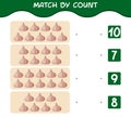 Match by count of cartoon garlics. Match and count game. Educational game for pre shool years kids and toddlers